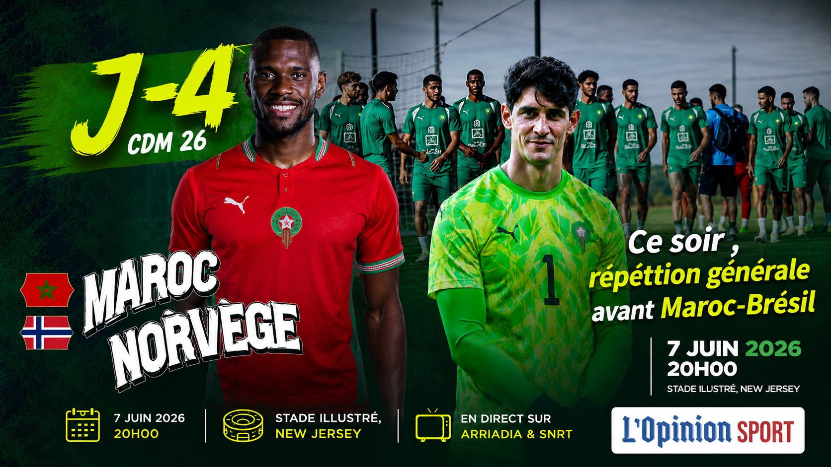 J-4 CDM 26 : Maroc Norvège ce soir, ultime répétition générale avant Maroc-Brésil 