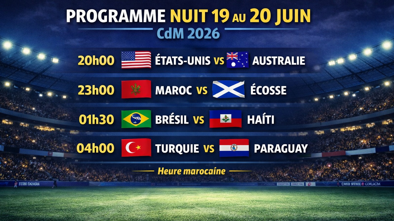 CdM : Quatre affiches dont Maroc-Ecosse au menu de la nuit de ce vendredi à samedi