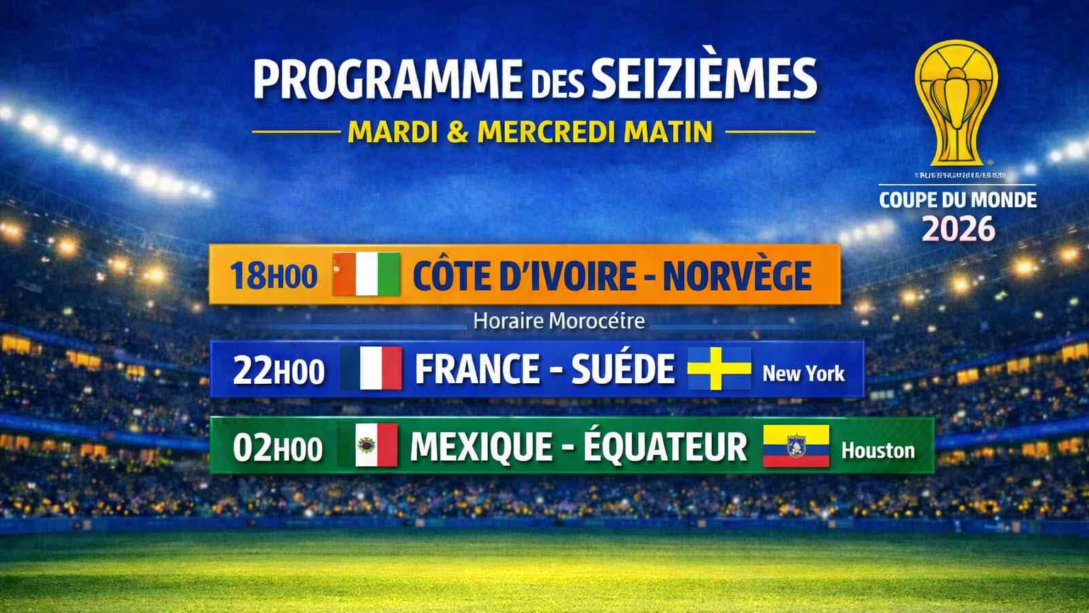 CdM : Les 16es se poursuivent ce mardi 
