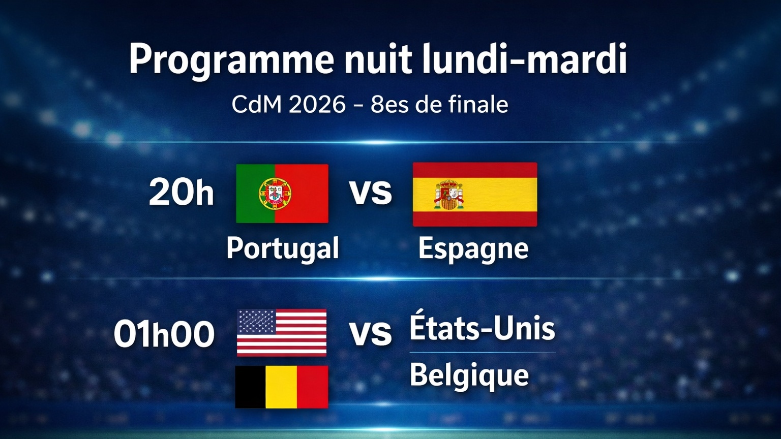 CdM 2026 : Portugal Espagne et États Unis Belgique au menu des huitièmes de cette nuit 