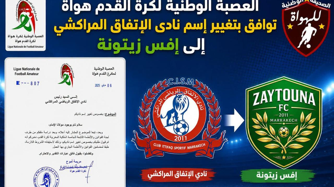 Football Amateur/Club Ittifaq Sportif Marrakech (CISM) devient FC Zaytouna : une nouvelle page à écrire