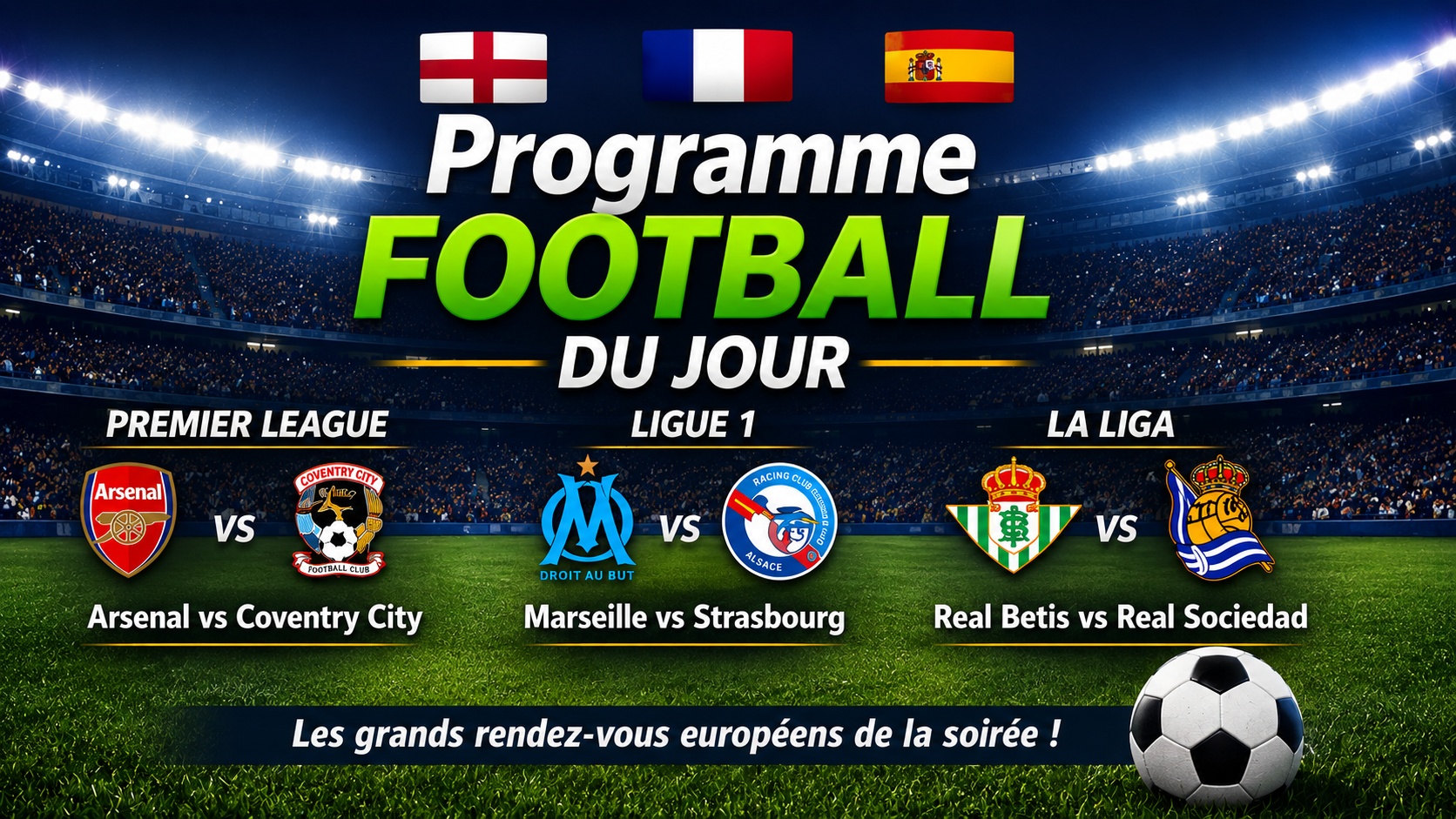 Foot européen : Programme de la soirée 