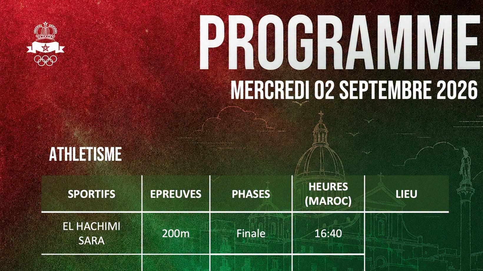 JM Tarente 2026 : Programme national de ce mercredi