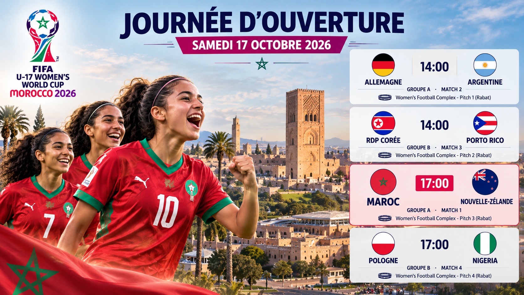Mondial féminin U17 Maroc 2026 : les Lioncelles lancent la compétition face à la Nouvelle-Zélande