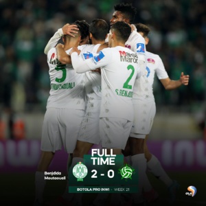 Botola Pro D1 / Mise à jour de la 21ème journée : Le Raja relève la tête et enfonce le Mouloudia (2-0)
