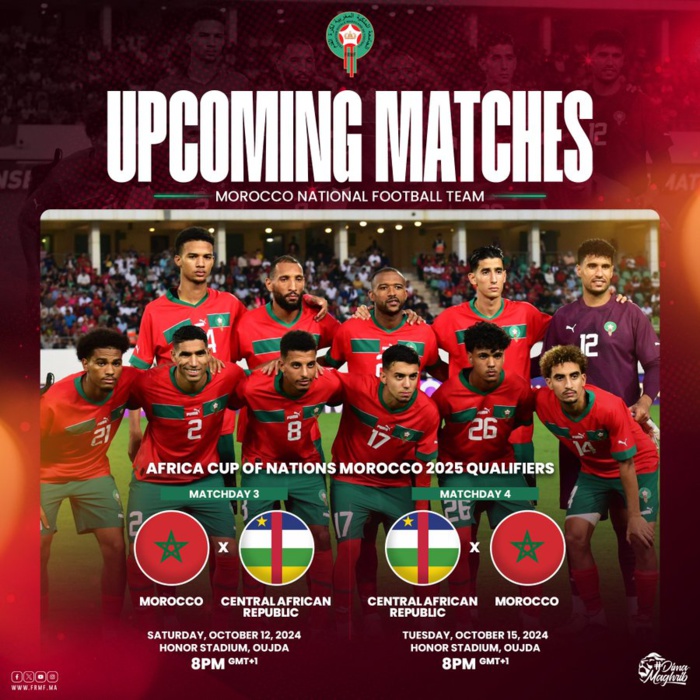 CAN Maroc / Qualifications. J3 et J4: Maroc - Centrafrique (aller et retour) à Oujda