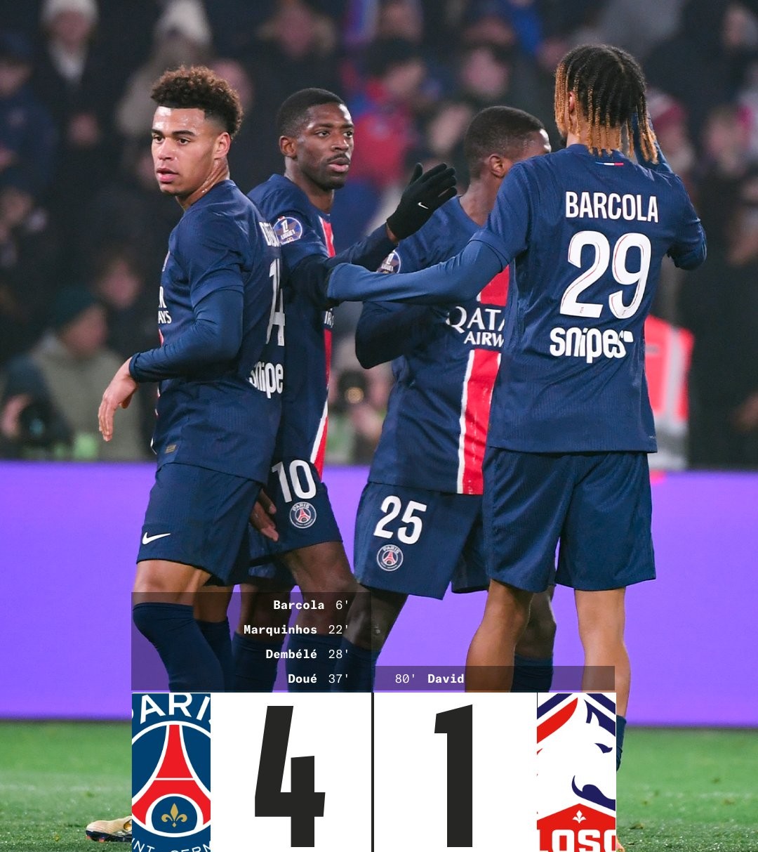 Ligue 1 /J24: Le PSG corrige Lille !