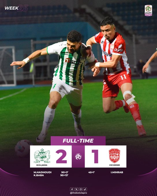 Botola D1/J25: Le DHJ renverse le CODM au bout du temps additionnel