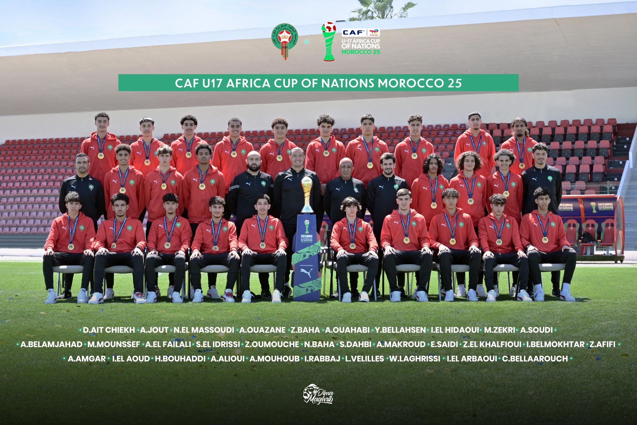 FRMF : La photo officielle des Champions d’Afrique U17 de l’an 2025 !