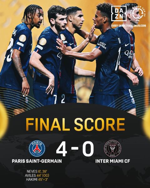 CDM. Clubs / PSG–Inter Miami : Hakimi buteur lors la démonstration parisienne face à un Messi impuissant