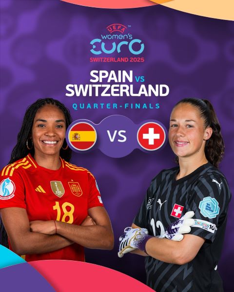 ¼ de finale - Euro (f) Suisse 25 / Ce vendredi, Suisse vs Espagne : Horaire ? Diffusion ?