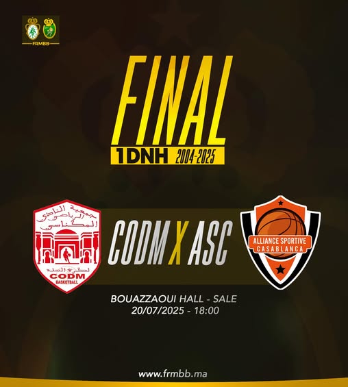 Basket / Finale .Première division :  Aujourd'hui , ‘’CODM - Rabita’’ pour le sacre dès 18h00 à Salé
