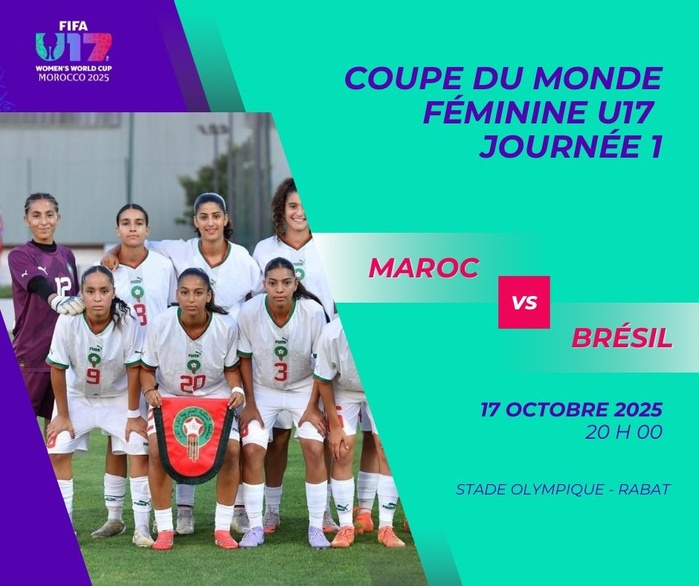 CDM U17 (F)  2025:  MAROC-BRESIL, ce soir, pour lancer la compétition au Stade Olympique  de Rabat