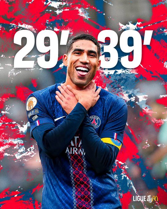 Ligue 1 : Hakimi double buteur et MVP du match Brest-PSG