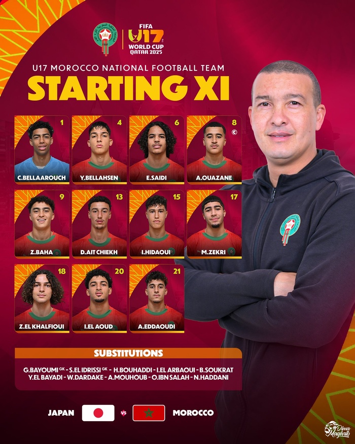 CDM U17 Qatar 2025 / Maroc vs Japon : Le onze de départ des Lionceaux dévoilé