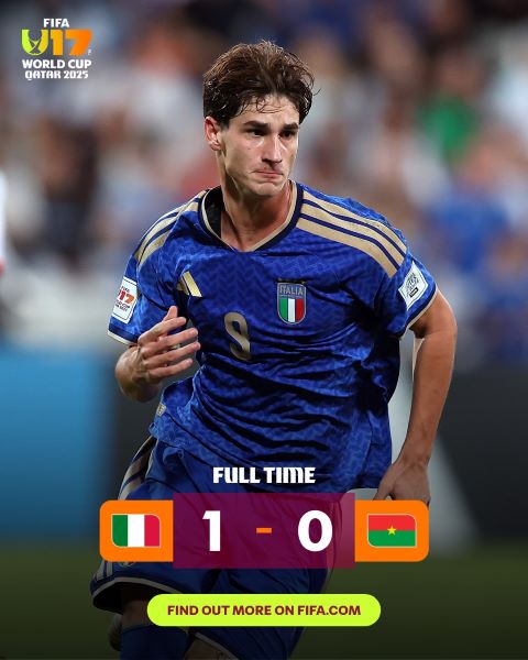 Mondial U17 : le Burkina Faso stoppé en quarts par l’Italie