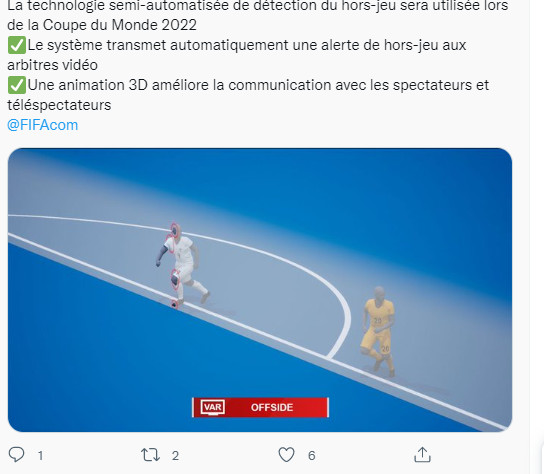 Coupe du monde 2022  : La FIFA officialise le hors jeu semi-automatique lors du Mondial