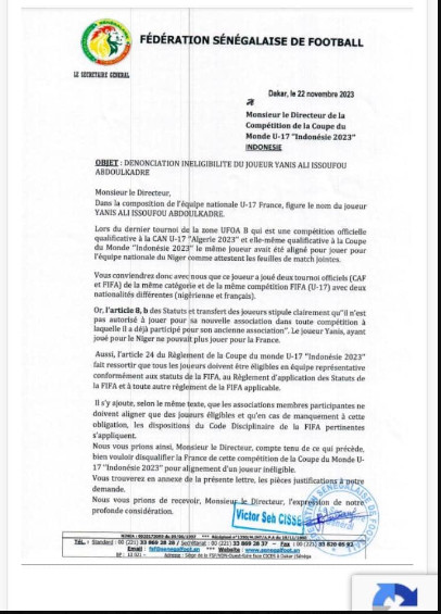 Mondial U17/ Affaire Yanis Issoufou :  Le Sénégal réclame justice, la France sereine, la FIFA silencieuse !