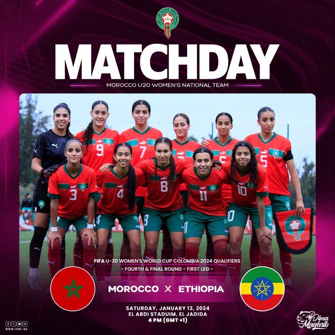 Mondial féminine U20 Colombie 2024 / Dernier tour qualificatif :  Maroc-Ethiopie ce samedi à El Jadida