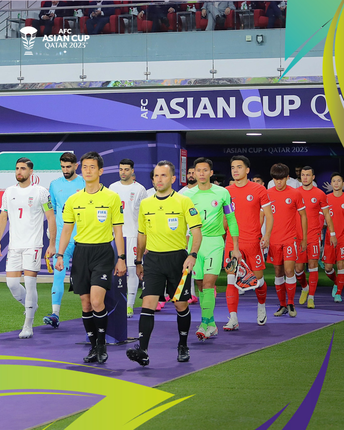 Les acteurs du match Jordanie - Corée du Sud vers le terrain