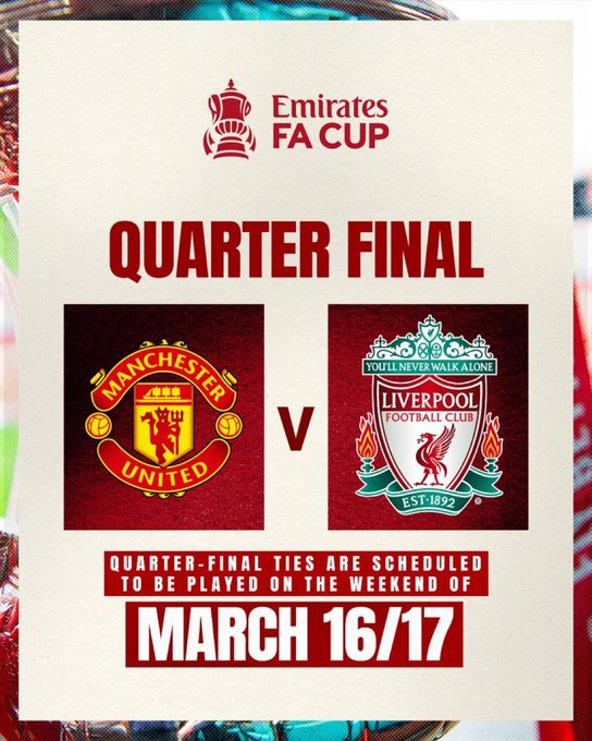 FA Cup :  Liverpool- Manchester United en quart de finale