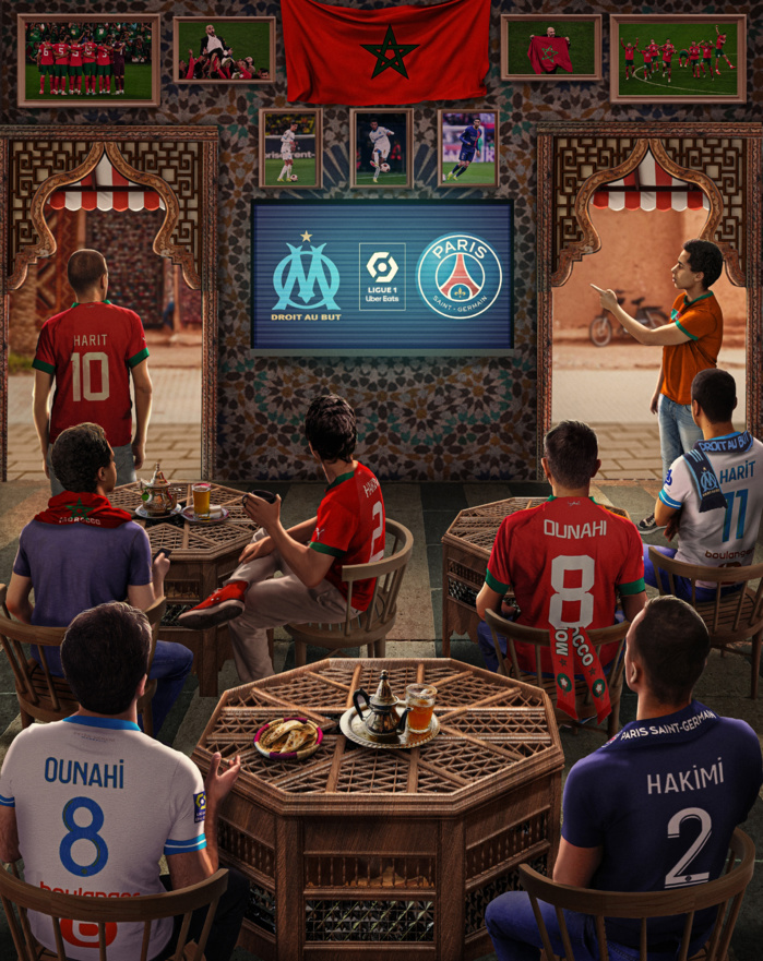 Une illustration postée par la Ligue 1 sur ses réseaux sociaux  avec le commentaire suivant en arabe  ''نهار كبير تجمعوا فيه وليدات المغرب ''