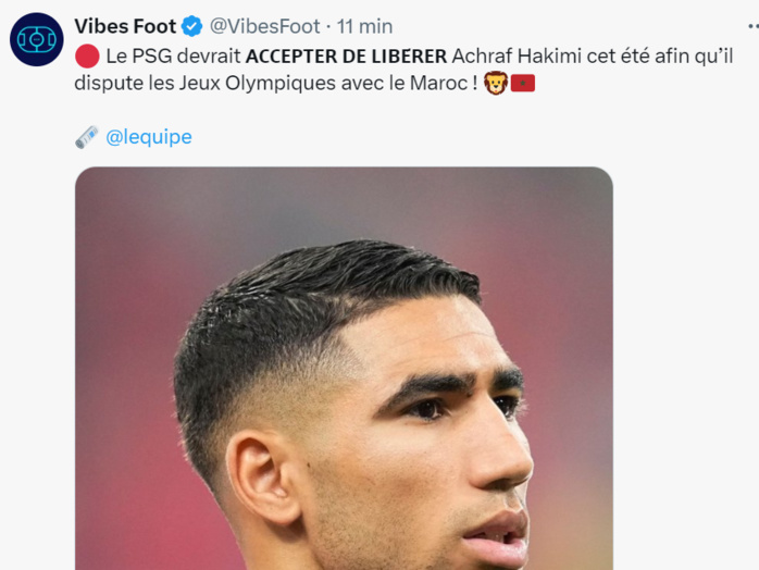 JO Paris/Football :  Hakimi avec les U23