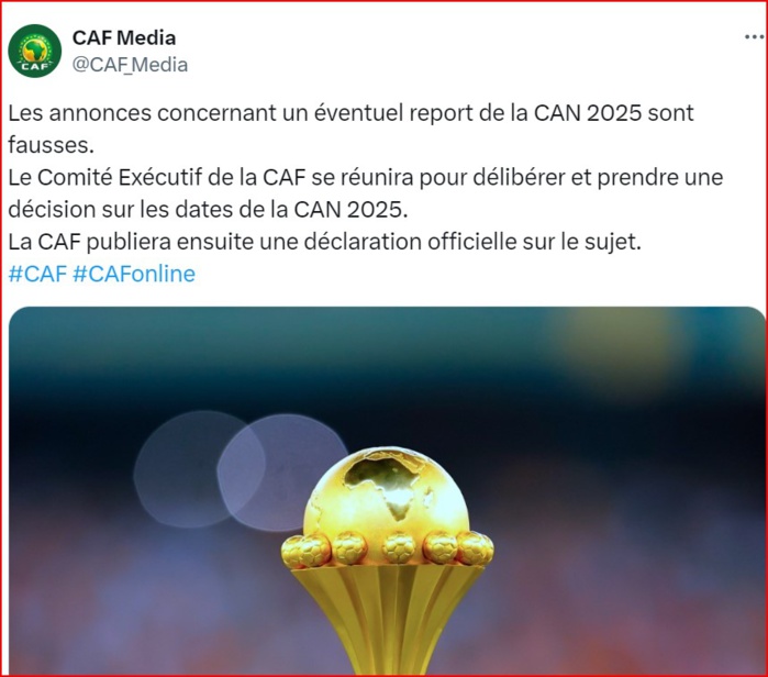 ‘’CAN Maroc 2025 reportée à 2026’’ :  La CAF dément le report; rien n’est encore décidé !