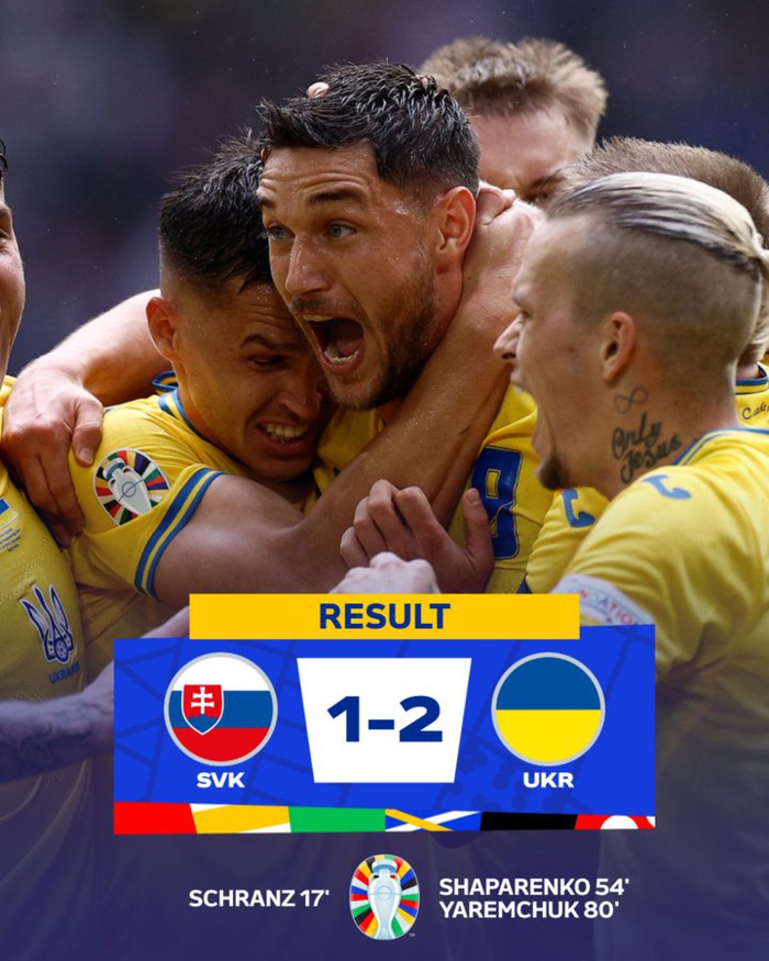 Euro 2024: L’Ukraine renverse la Slovaquie !