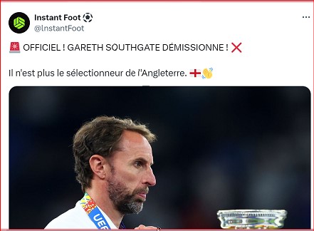 Three Lions: Démission de Gareth Southgate