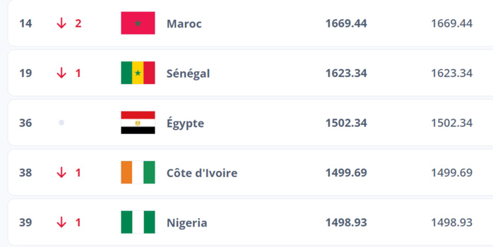 Classement FIFA Juillet 2024 / victimes collatérales de l’Euro et de la Copa América, les Lions régressent à la 14ème place !