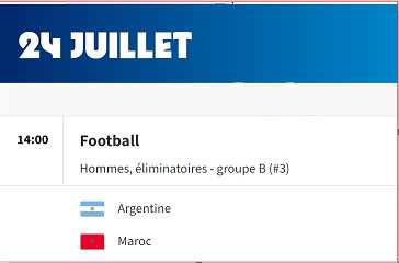 JO Paris 24:  Maroc-Argentine avant la cérémonie d’ouverture (J-2)