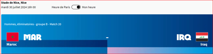 Foot olympique / Aujourdh'hui Maroc-Irak, une finale pour la qualification :Onze probable, maillots ,horaire , chaines et arbitrage ?
