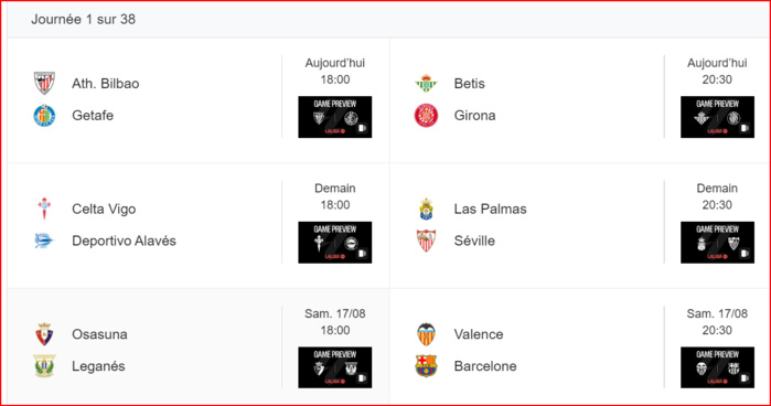 Liga 2024/2025: Ce soir, Ath. Bilbao-Getafe en ouverture de la saison