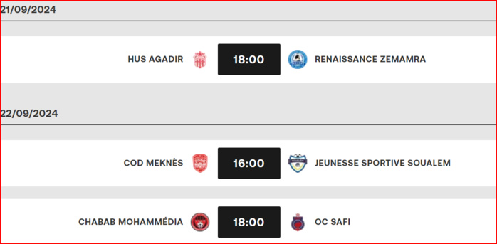 Botola D1: Programme de la J3