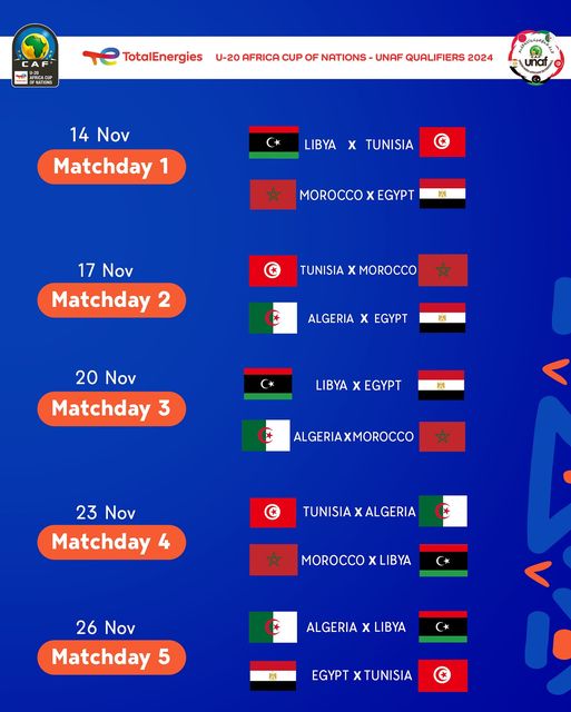 UNAF / Tournoi qualificatif pour la CAN U20 : Maroc-Algérie à Suez (Egypte)