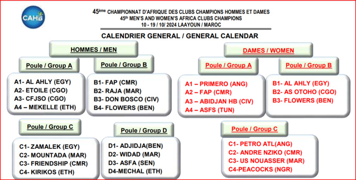 Handball /45e Championnat d’Afrique des Clubs Champions  : Laâyoune ville hôte de la compétition du 10 au 19 octobre en cours !