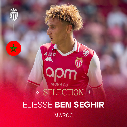 AS Monaco: "Eliesse Ben Seghir sélectionné avec le Maroc pour les éliminatoires de la CAN" !