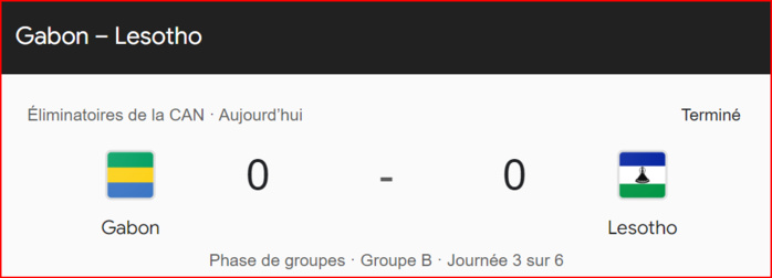 Qualifs. CAN Maroc 25 /Groupe B : le Gabon et le Lesotho dos à dos