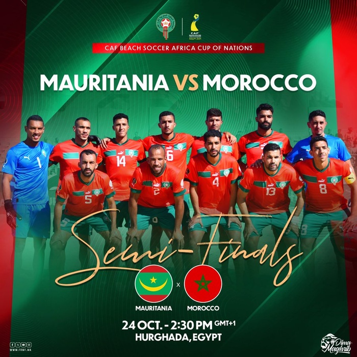 CAN Beach Soccer 24: Le Maroc affronte la Mauritanie en demi-finale