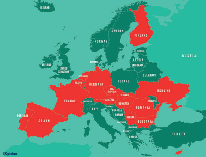 17 pays européens soutiennent désormais le plan d’autonomie pour le Sahara (en rouge).