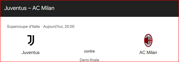 Supercoupe d’Italie: Juventus-AC Milan, ce soir, pour une place en finale