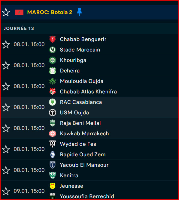 Botola D2 / J13: Ce mercredi, KAC-USYM et RBM-KACM