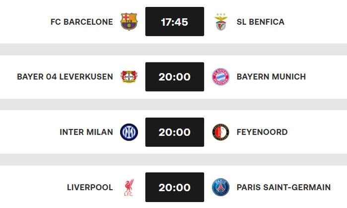 LDC/8es de finale retour: Liverpool - PSG et Barça - Benfica, les affiches de ce mardi 