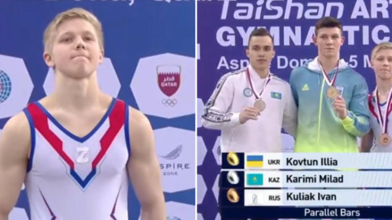 Coupe du monde de gymnastique-Doha :  Un gymnaste russe affiche fièrement le "Z" synonyme de l’invasion russe sur son maillot !