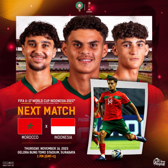 Spécial Mondial U17/ Maroc - Indonésie:    Ce jeudi,  horaire et chaînes diffusantes ?