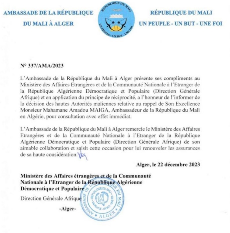 Algérie-Mali : au bord de la rupture diplomatique