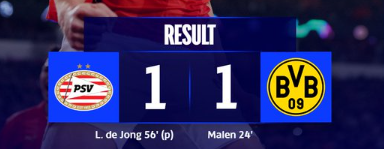 Ligue des champions:  Le PSV accroché, l’inter vainqueur