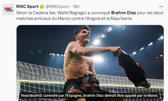 Equipe nationale / Brahim Diaz : Diaz sur la pré-liste de Regragui !