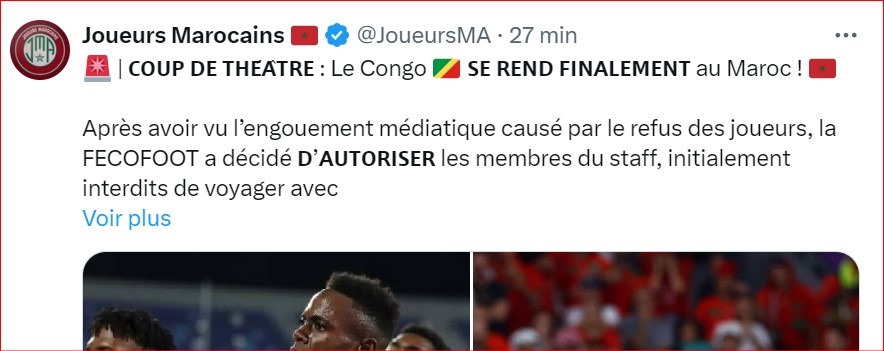 Qualifs. CDM 26. Afrique. J4 / Fin du suspense : "Congo-Brazzaville // Maroc" aura lieu !